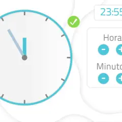 Reloj digital y analógico para ejercicios de memoria visual. Ajusta la hora y los minutos.