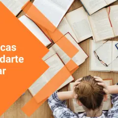 Estudiante agobiado rodeado de libros. Descubre cómo activarse para estudiar con estas 10 técnicas.