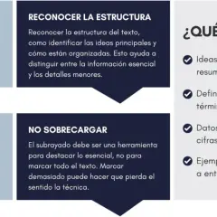 Guía para saber como subrayar apuntes: lee primero, identifica ideas clave, no sobrecargues y revisa. Subraya lo esencial.