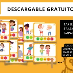 Tarjetas ilustradas con niños y situaciones cotidianas, ideales como juegos para trabajar la empatía y reconocer emociones.