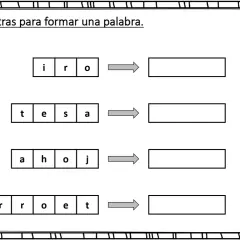 Ejercicio para aprender a leer: ordena las letras i, r, o para formar una palabra. Sigue con las demás.
