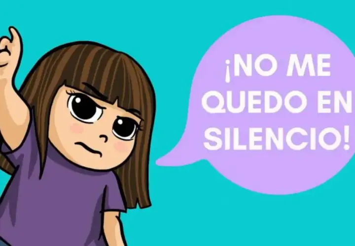 Niña con puño en alto y burbuja de diálogo que dice "¡NO ME QUEDO EN SILENCIO!". Ideal para videos educativos primaria.