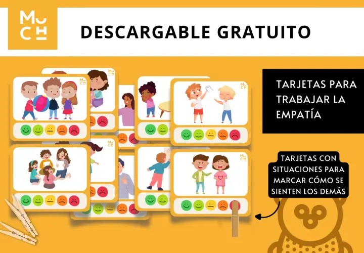 Tarjetas ilustradas con niños y situaciones cotidianas, ideales como juegos para trabajar la empatía y reconocer emociones.