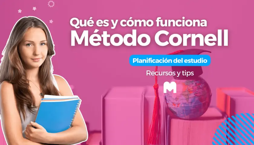 Joven con libros, aprendiendo qué es el método Cornell para planificar estudios.