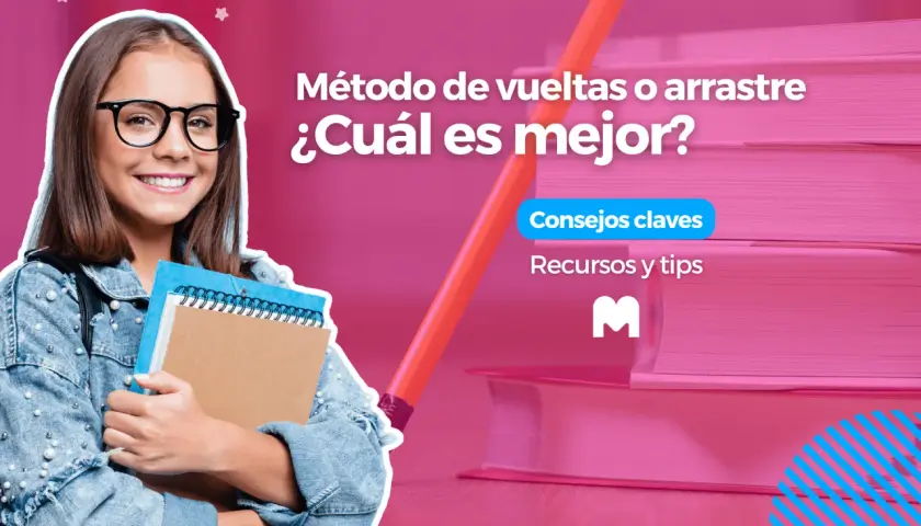 Niña sonriente con gafas y cuadernos, discutiendo el **sistema de vueltas estudio**. Consejos clave y recursos para aprender.