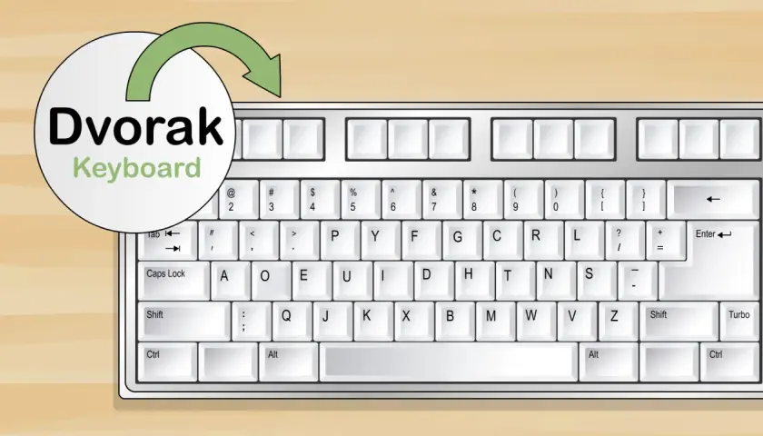 Teclado Dvorak, ideal para ejercicios para aprender a escribir de forma eficiente.