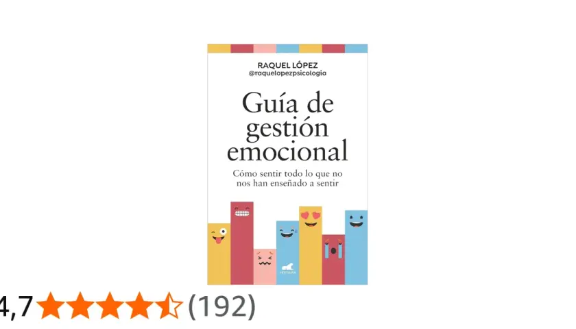Libro "Guía de gestión emocional" de Raquel López, con ilustraciones de caras expresivas. Ideal para trabajar las emociones y aprender a sentirlas.