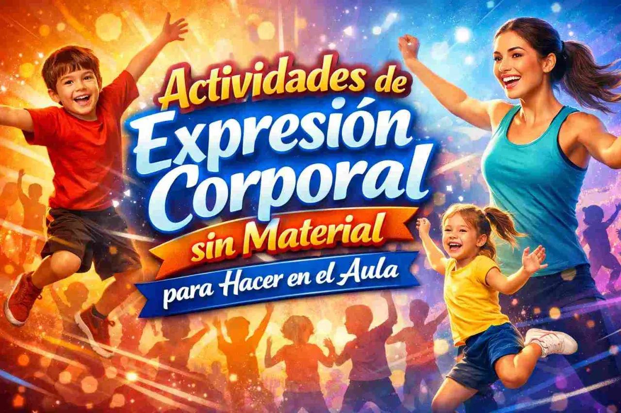 Niños y adultos celebran con alegría actividades de expresión corporal sin material. ¡Ejemplos divertidos para el aula!