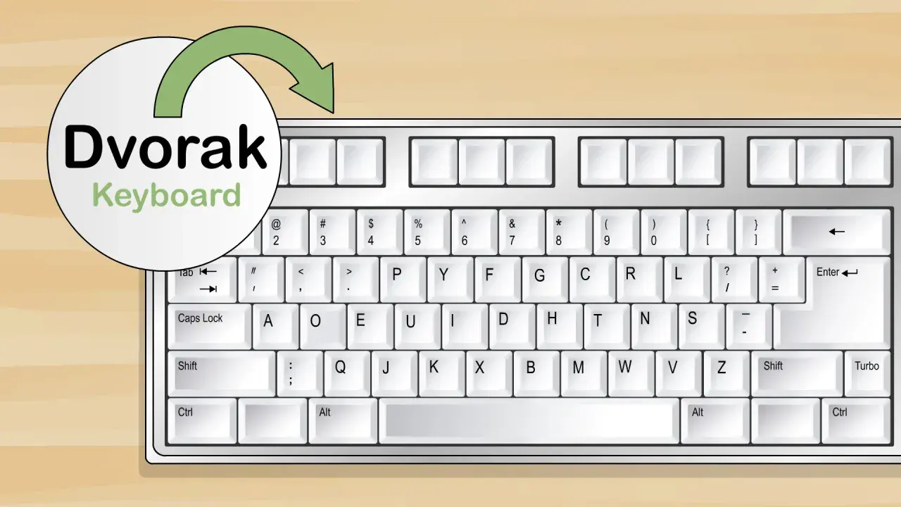 Teclado Dvorak, ideal para ejercicios para aprender a escribir de forma eficiente.