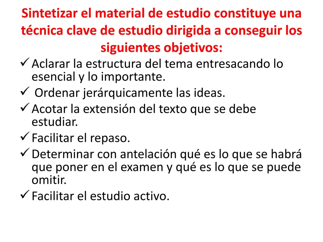 Sintetizar el material de estudio es clave para lograr objetivos como aclarar la estructura, ordenar ideas y facilitar el repaso.